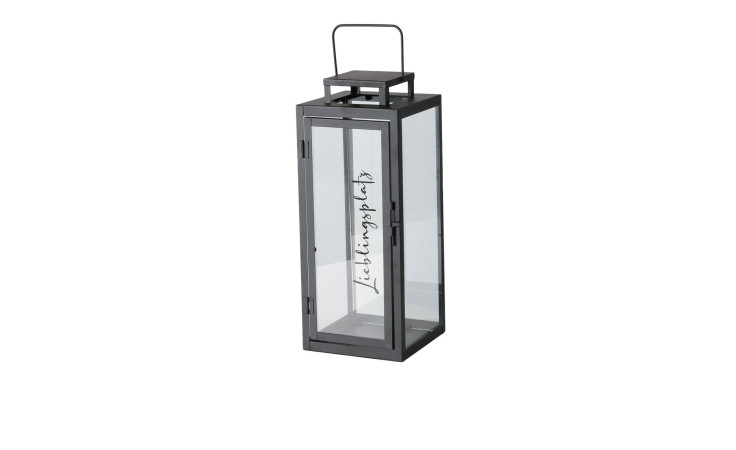 Laterne Berlin 40 cm in schwarz aus Eisen und Glas