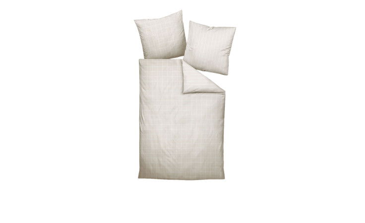 Mako-Satin Bettwäsche Modernclassic in der Größe 155 x 200 cm und in der Farbe beige, kariert