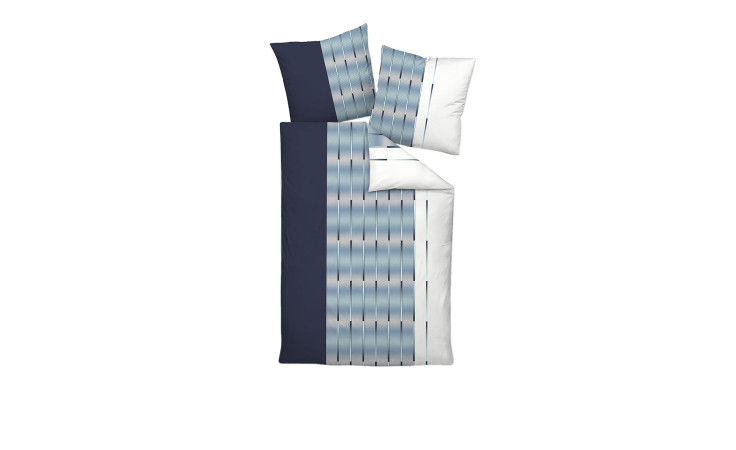 Mako-Satin Bettwäsche Milano in der Größe 155 x 220 cm und der Farbausführung Blau / weiß
