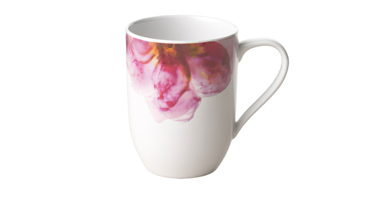 Becher Rose Garden 340 ml in weiß mit Rosenmuster