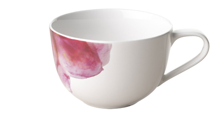 Frühstücksobertasse Rose Garden 450 ml in weiß mit Rosen-Muster 