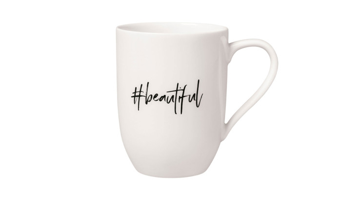 Becher mit Statement Beautiful in weiß