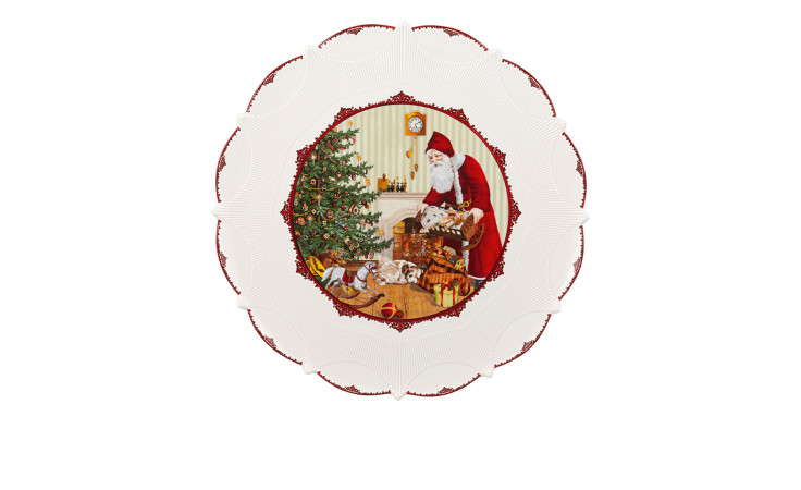 Gebäckteller Toy's Fantasy Santa bringt Geschenke 42cm.