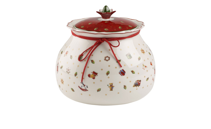 Dose Toy's Delight 20 cm in weiß mit weihnachtlichen Motiven.
