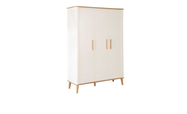 Kleiderschrank Pauline mit weißer Front, Füße, Deck- und Bodenplatte in Artisan Eiche Dekor