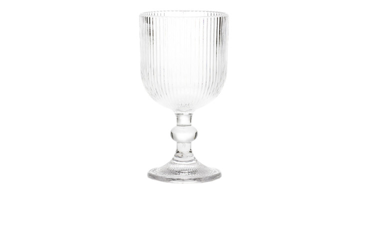 Weinglas 370 ml in transparent geriffelt.