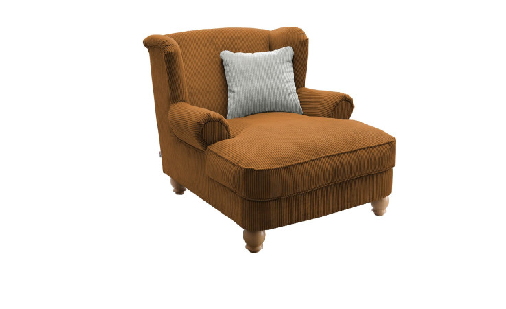 Loveseat-Sessel Bordeaux in der Farbe Gold mit einem silberfarbigem Kissen