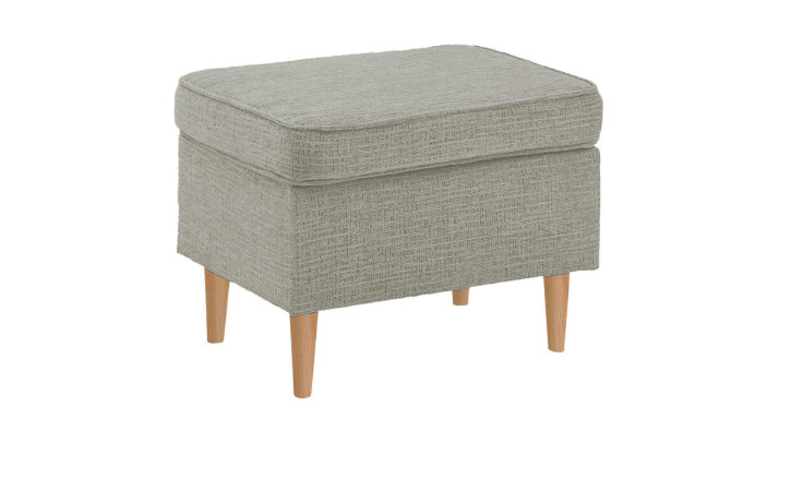 Hocker in Light Grey, Füße Eiche Natur 