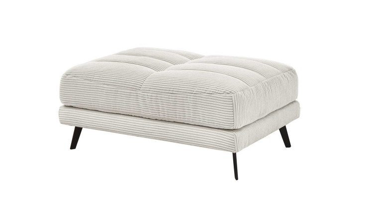 Hocker Husum in Ivory, Cord Optik,schwarze Füße, seitliche Ansicht