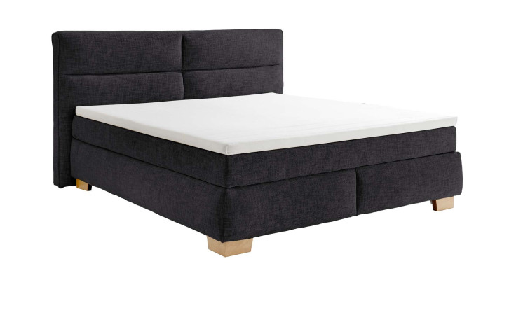 Boxspringbett Cordoba in Anthrazit mit Holzfüßen