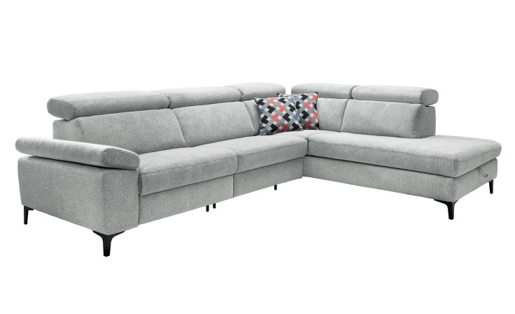 Basis-Ecksofa VIA TARO in der Farbe Grau mit einem Kissen