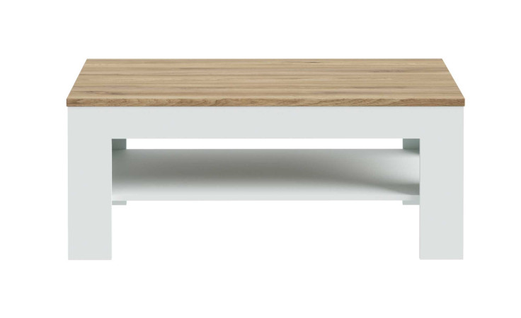 Couchtisch Lüttich, in der Farbkombi. Secret grey / Valecia oak, Frontansicht.