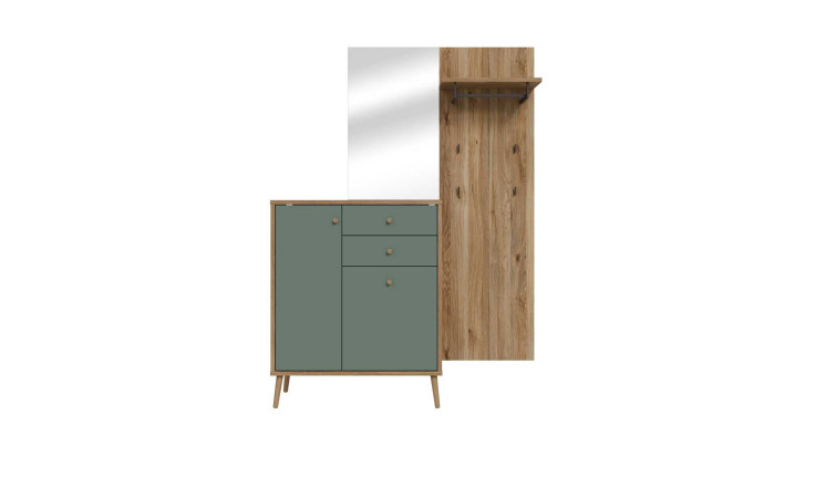 Garderobe Winston, in der Farbkombi. Mauvella oak / salbeigrün, Frontansicht