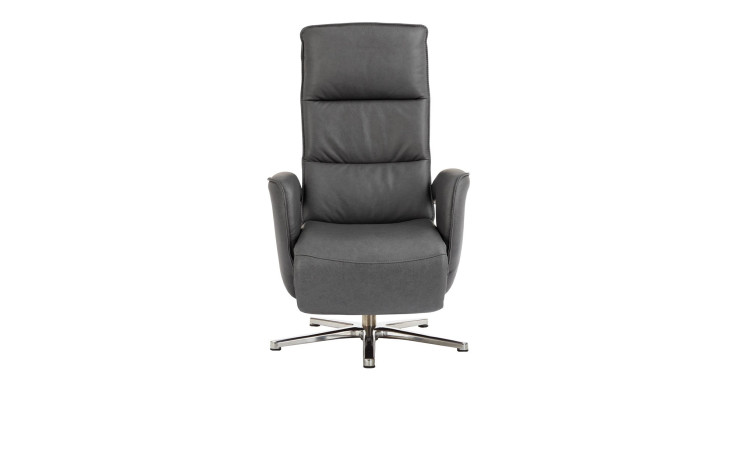 Relaxsessel Everett in einerm Echtlederbezug in Charcoal. Frontansicht