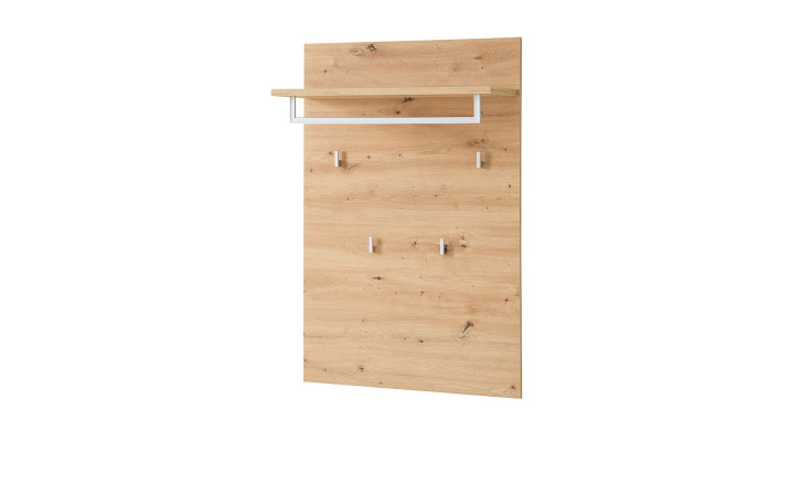 Garderobenpaneel Bari in Artisan Eiche-Dekor mit 4 Haken und 1 Ablage