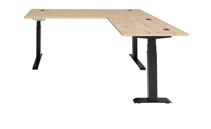 Elektro-Schreibtisch Melanie, Tischplatte in Artisan Eiche Nachbildung, Gestell in schwarz