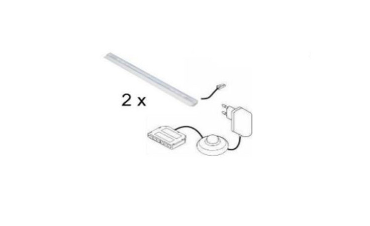 Glasbodenbeleuchtung für die Vitrine Leander, 2er Set in neutralweiß 