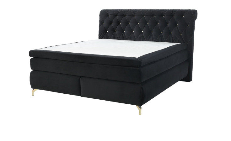 Boxspringbett Saragossa Mix in einem samtähnlichen Stoff in der Farbe schwarz