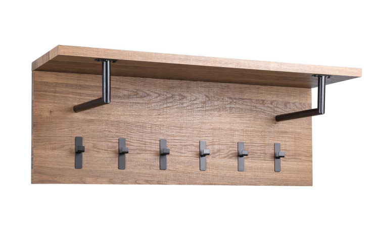 Garderobe Solingen in der Farbe Eiche braun mit 6 Haken