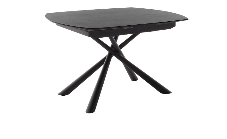 Esstisch Nizza mit Tischplatte aus Keramik & Sicherheitsglas in Schwarz und matt-schwarzem Metall-Gestell