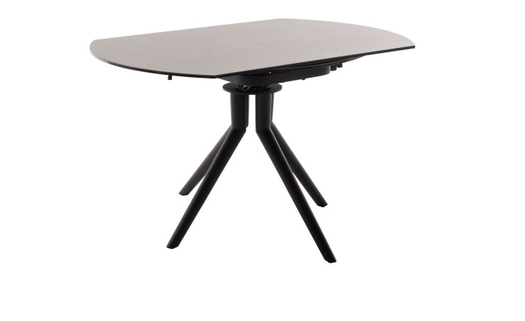Esstisch Richmond mit Tischplatte aus Keramik Anthrazit und Sicherheitsglas Schwarz lackiert und Gestell in Schwarz matt aus Metall