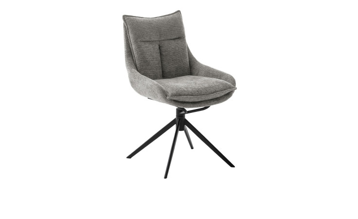 Stuhl Portland mit Bezug aus Strukturgewebe in Anthrazit und Gestell aus Metall Schwarz matt