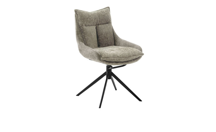 Stuhl Portland mit Bezug aus Strukturgewebe in Cappuccino und Gestell aus Metall Schwarz matt