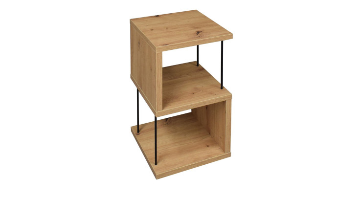 Standregal Seven aus Holzwerkstoff in asteiche mit schwarzen Stäben.