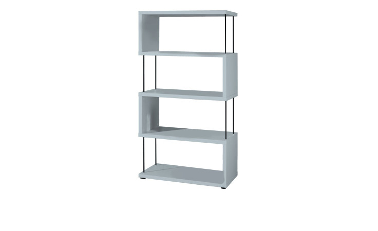 Standregal Seven aus Holzwerkstoff in aqua mit schwarzen Stäben.