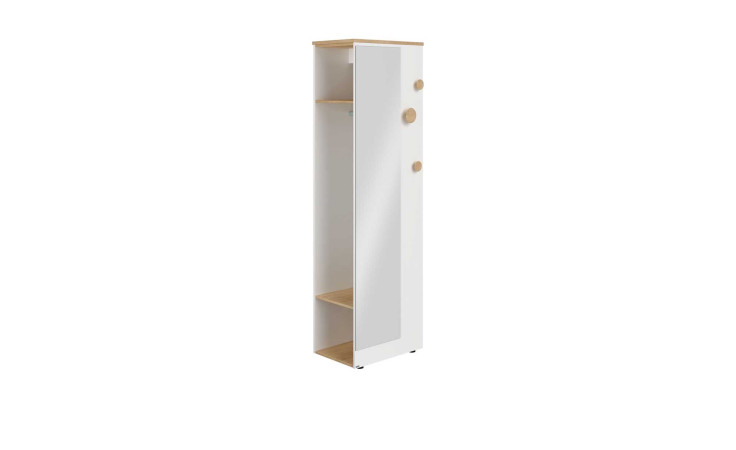 Jugenzimmer-Garderobe Oscar, in der Farbkombi Eiche Nebraska und Kreiseweiß 