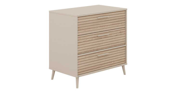 Kommode Eefje in Cashmere-Beige mit einer Front in Groovy-Oak.