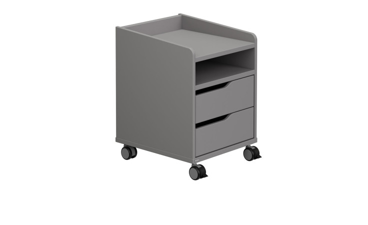 Rollcontainer Diego 2S in der Farbe Schiefergrau mit zwei Schubladen und einem offenen Fach