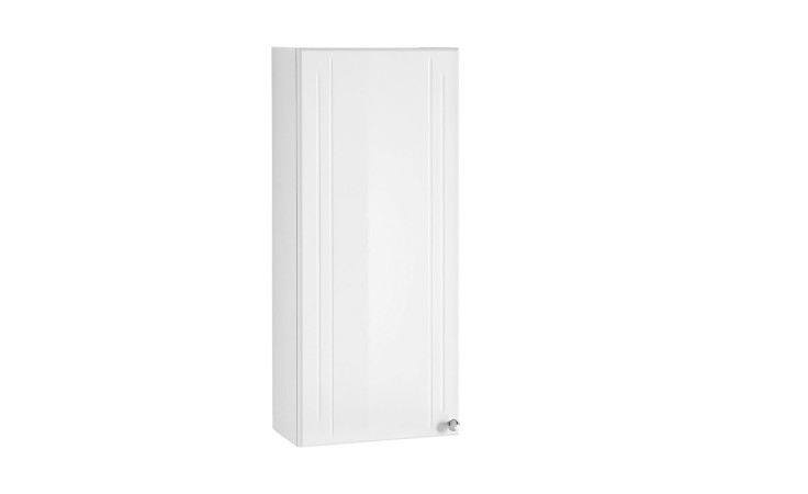Wandschrank Mittenwald in der Farbe Weiß mit einer Tür und Zierlinien