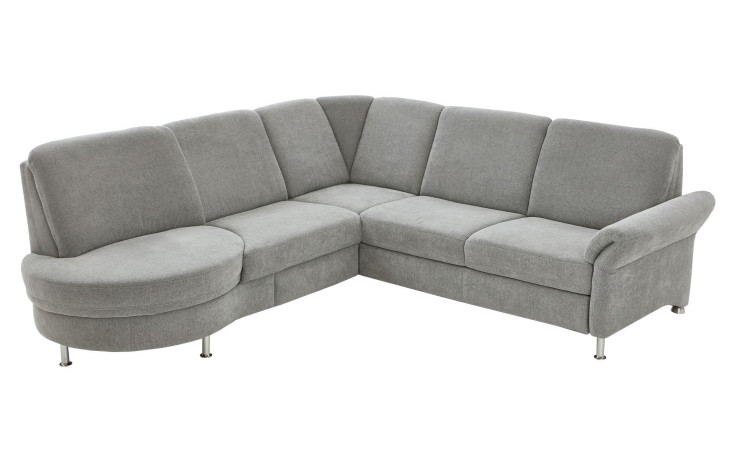 Basis-Wohnlandschaft plano|FORM Wien im Bezugsstoff Silver und silbernen Füßen. Schräge Seitenansicht.
