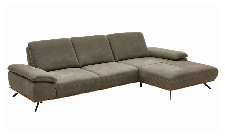 Wohnlandschaft plano|FORM Illinois in der Farbausführung Leder olive