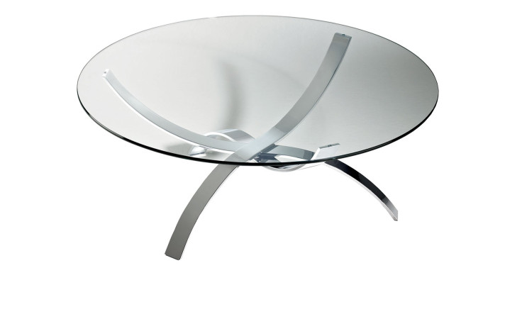 Couchtisch 8060CK-105 mit einer Tischplatte aus Klarglas und einem Chrom Gestell