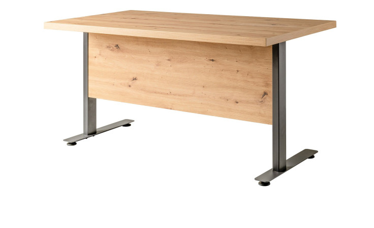 Schreibtisch Renatura mit einer Tischplatte in Artisan Eiche und einem anthraziten gestell.