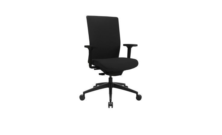 Drehstuhl Office Chair mit Armlehnen, schwarzem Fußkreuz und schwarzem Bezug