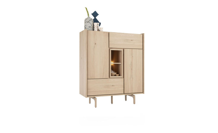 Highboard Valgard in der Farbe Natur, Schrägansicht