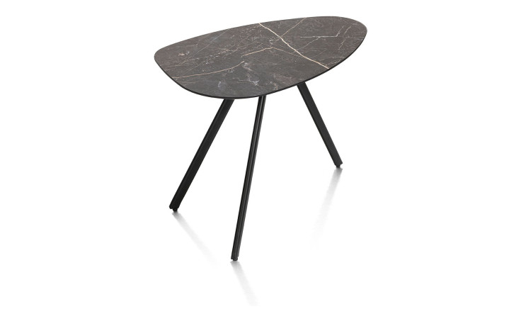 Couchtisch Minato im Dekor Onyx / Marmor-Optik und 3-Fuß-Gestell aus Metall in Graphit