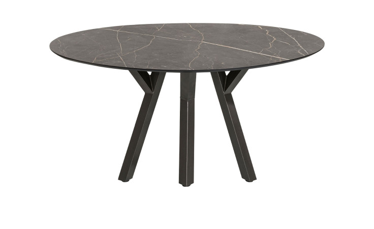 Esstisch Minato im Dekor Onyx / Marmor-Optik und 4-Fuß-Gestell aus Metall in Graphit