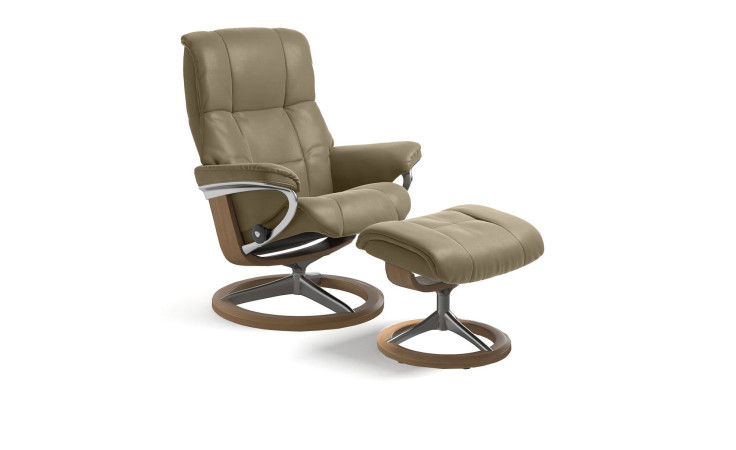 Stressless Relaxsessel mit Hocker Mayfair (M) Signatur in der Farbe Mole von schräg vorne