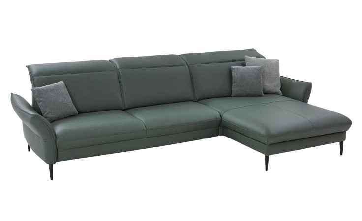 Komfort-Ecksofa MONDO Mirium in einerm Echtlederbezug in Opal