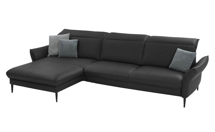 Komfort-Ecksofa MONDO Mirium in einerm Echtlederbezug in Anthrazit