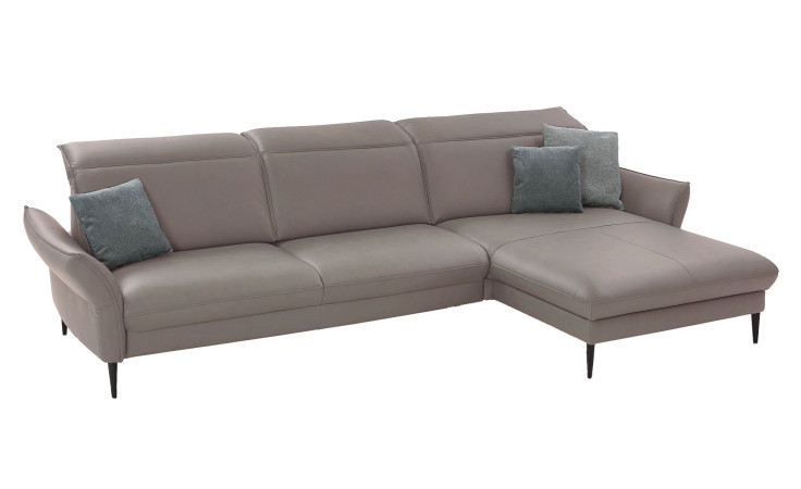 Komfort-Ecksofa MONDO Mirium in einerm Echtlederbezug in Granit