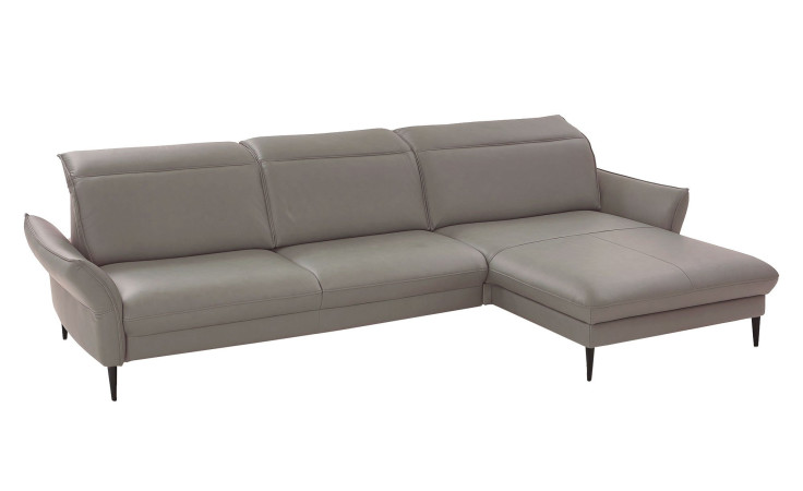 Basis-Ecksofa MONDO Mirium in einerm Echtlederbezug in Granit