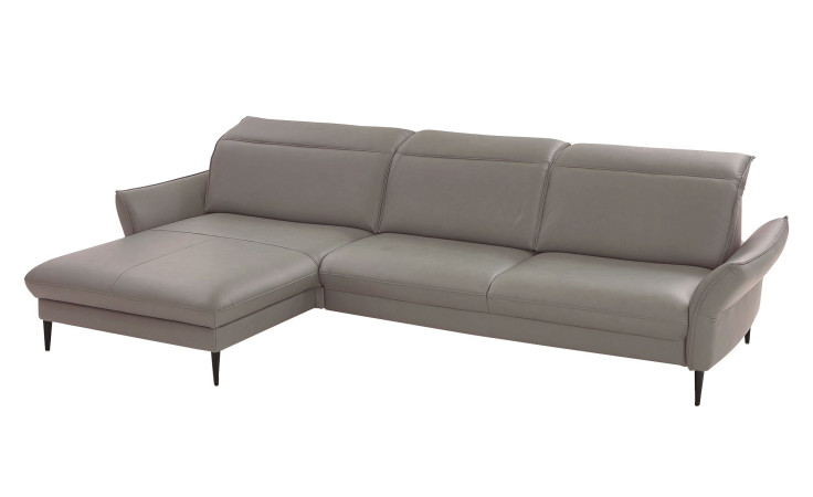 Basis-Ecksofa MONDO Mirium in einerm Echtlederbezug in Granit