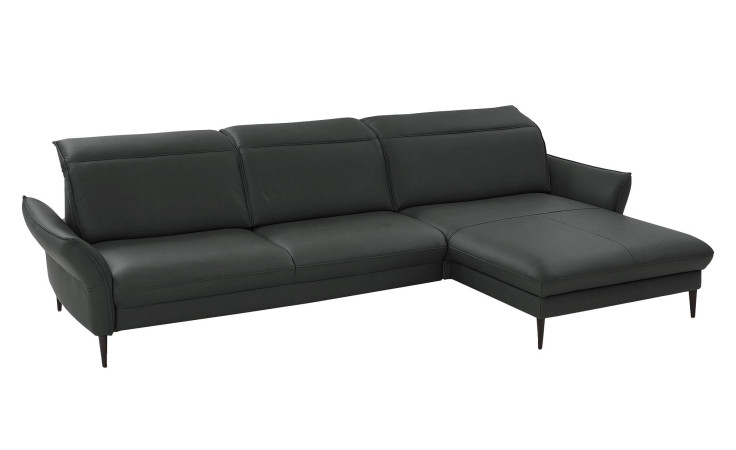 Basis-Ecksofa MONDO Mirium in einerm Echtlederbezug in Steel