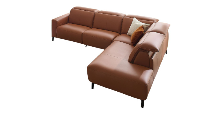Basis-Ecksofa MONDO Sallin in Cognac aus Echtleder. Ausrichtung rechts