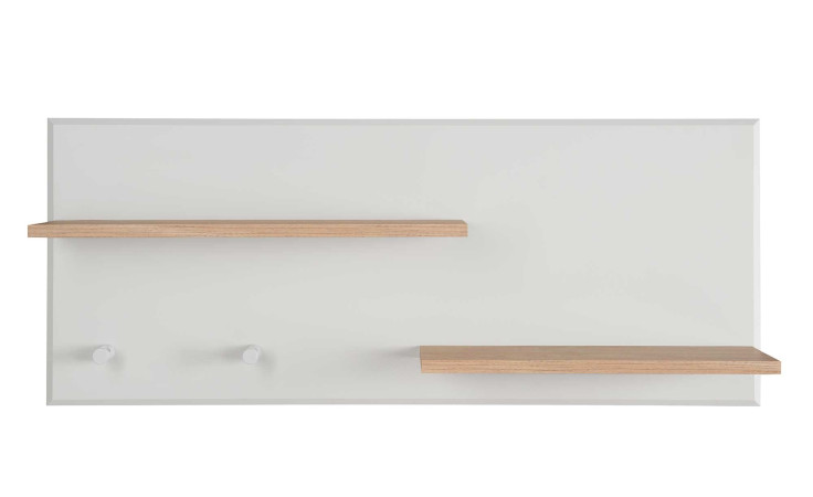Wandgarderobe vito Boggie, Lichtgrau mit zwei Regalböden in Artisan Eiche Dekor und zwei Haken